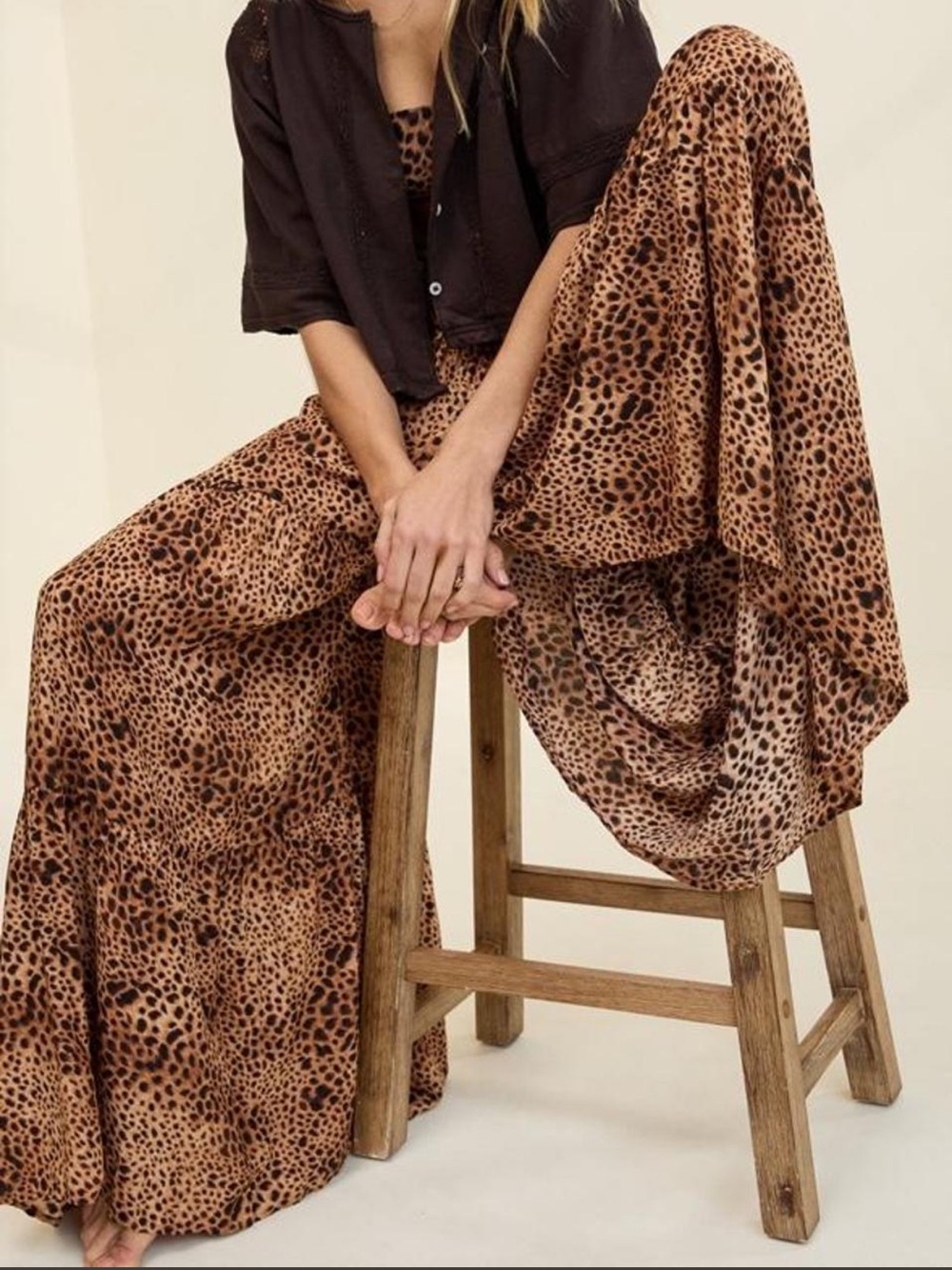 aerie Leopard Print Wide-Leg Palazzo Pants (Party Pants) - Picture 2 of 4